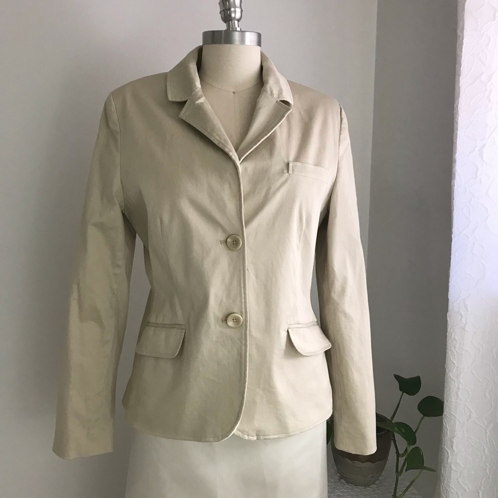 Beige Cream Cotton Jacket Blazer